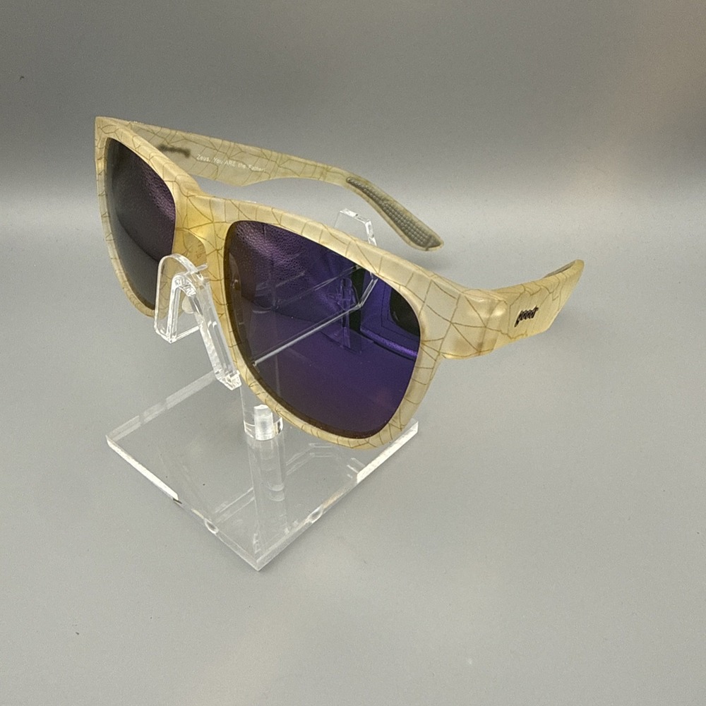 GOODR POLARIZED SUNGLASSES- "ZEUS. YOU ARE THE FATHER" yellow crackled frames.